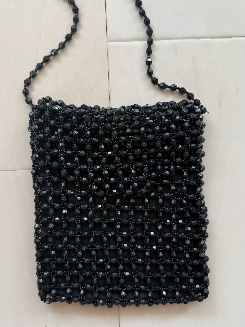 Beaded Black Evening Crossbody Bag with Zipper - Picture 3 of 4